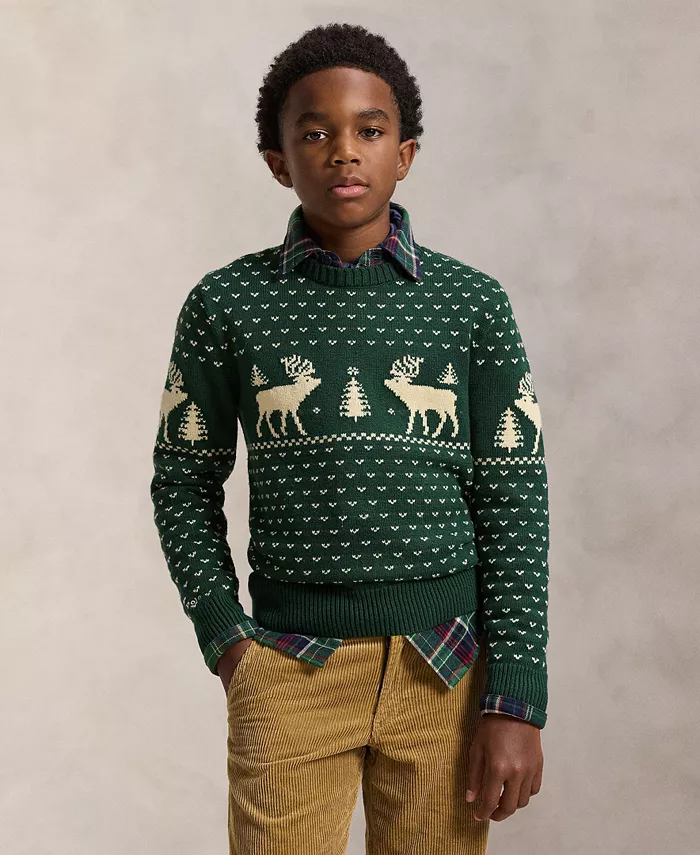 Мальчики 8-20 свитер с длинными рукавами и интарсией оленя Polo Ralph Lauren, зеленый
Мальчики 8-20 свитер с длинными рукавами и интарсией оленя Polo Ralph Lauren, зеленый