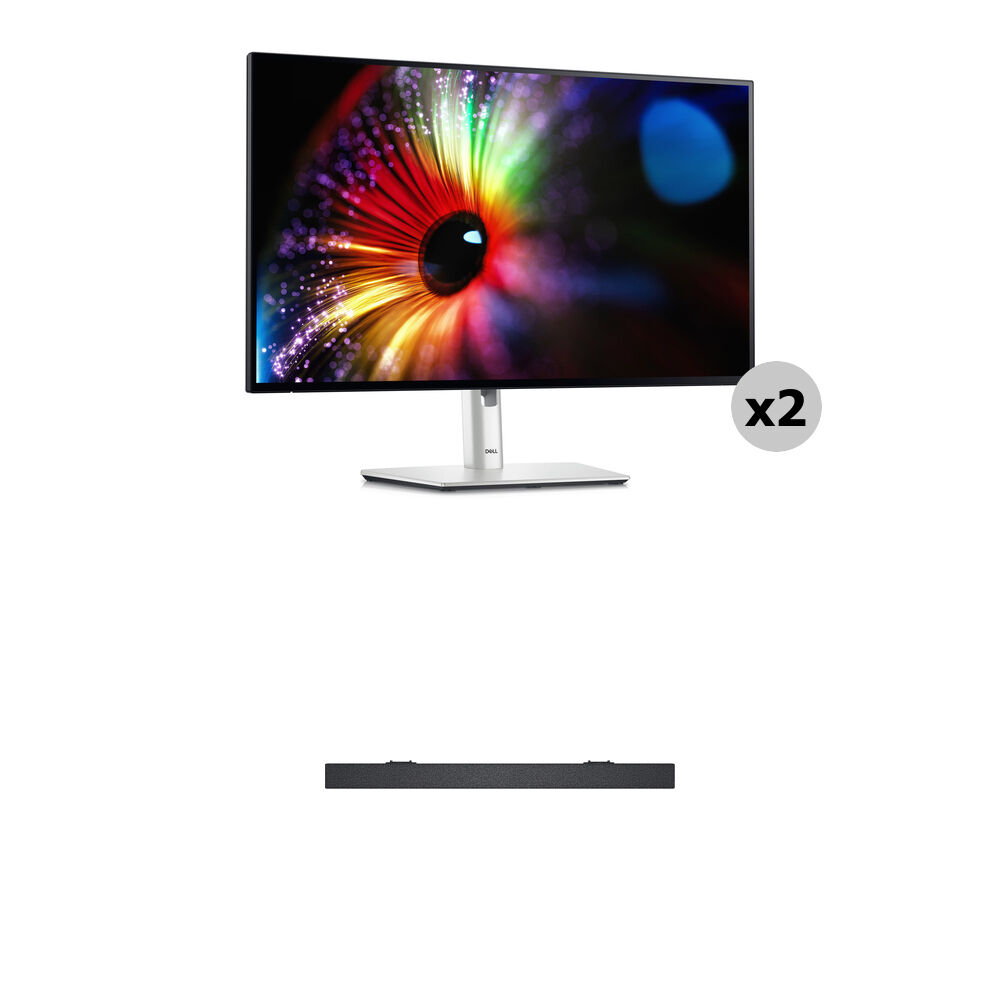 Комплект из двух мониторов Dell UltraSharp 27" 1440p и тонкой звуковой панели 
Комплект из двух мониторов Dell UltraSharp 27" 1440p и тонкой звуковой панели