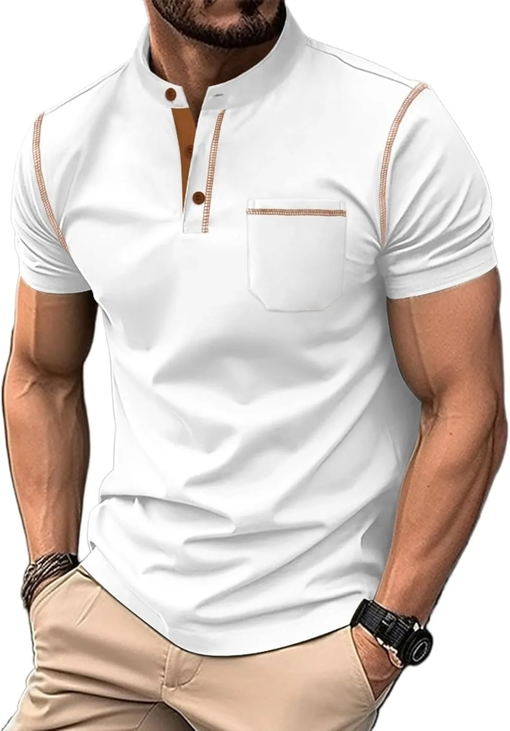 Мужская футболка с карманом и четвертью пуговиц Henry Shirts для повседневной носки Zylphorix
Мужская футболка с карманом и четвертью пуговиц Henry Shirts для повседневной носки Zylphorix