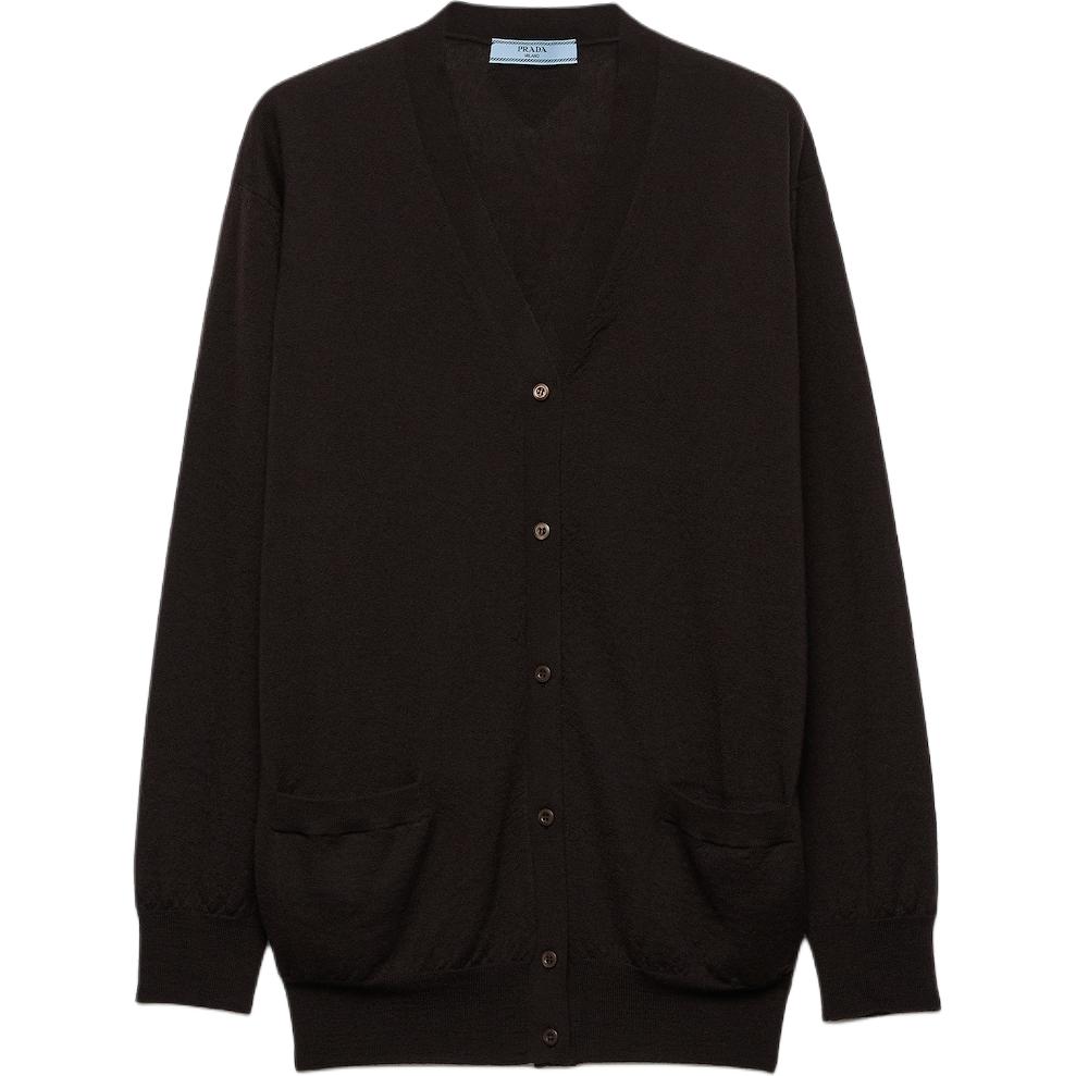 Кардиган с V-образным вырезом PRADA, темно-коричневый
Кардиган с V-образным вырезом PRADA, темно-коричневый
