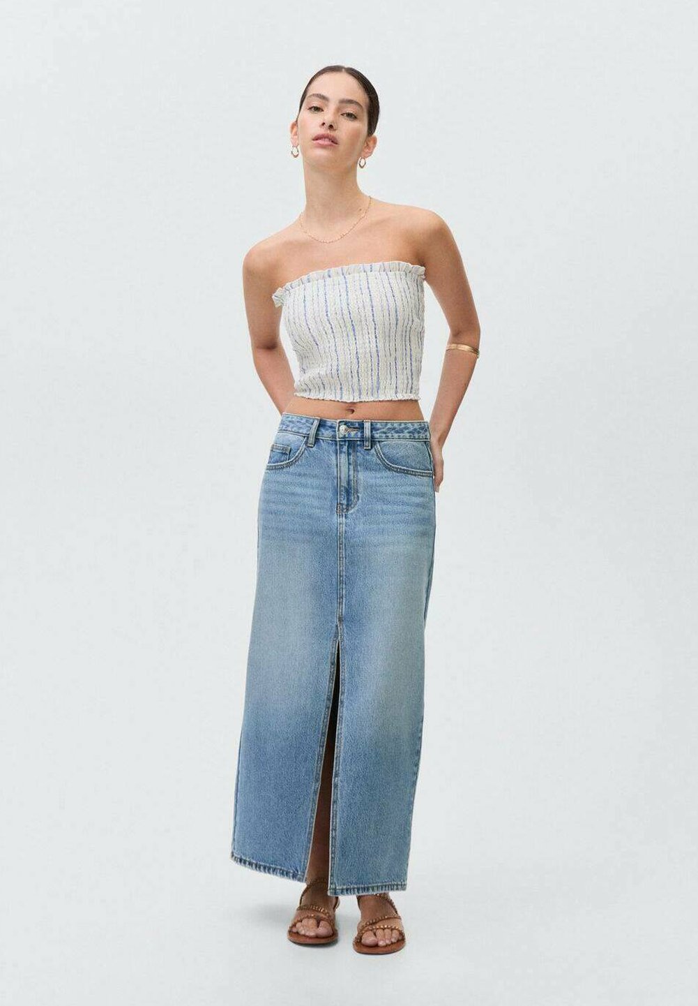 Юбка из денима MID TEEN Mango Kids, синий 
Юбка из денима MID TEEN Mango Kids, синий