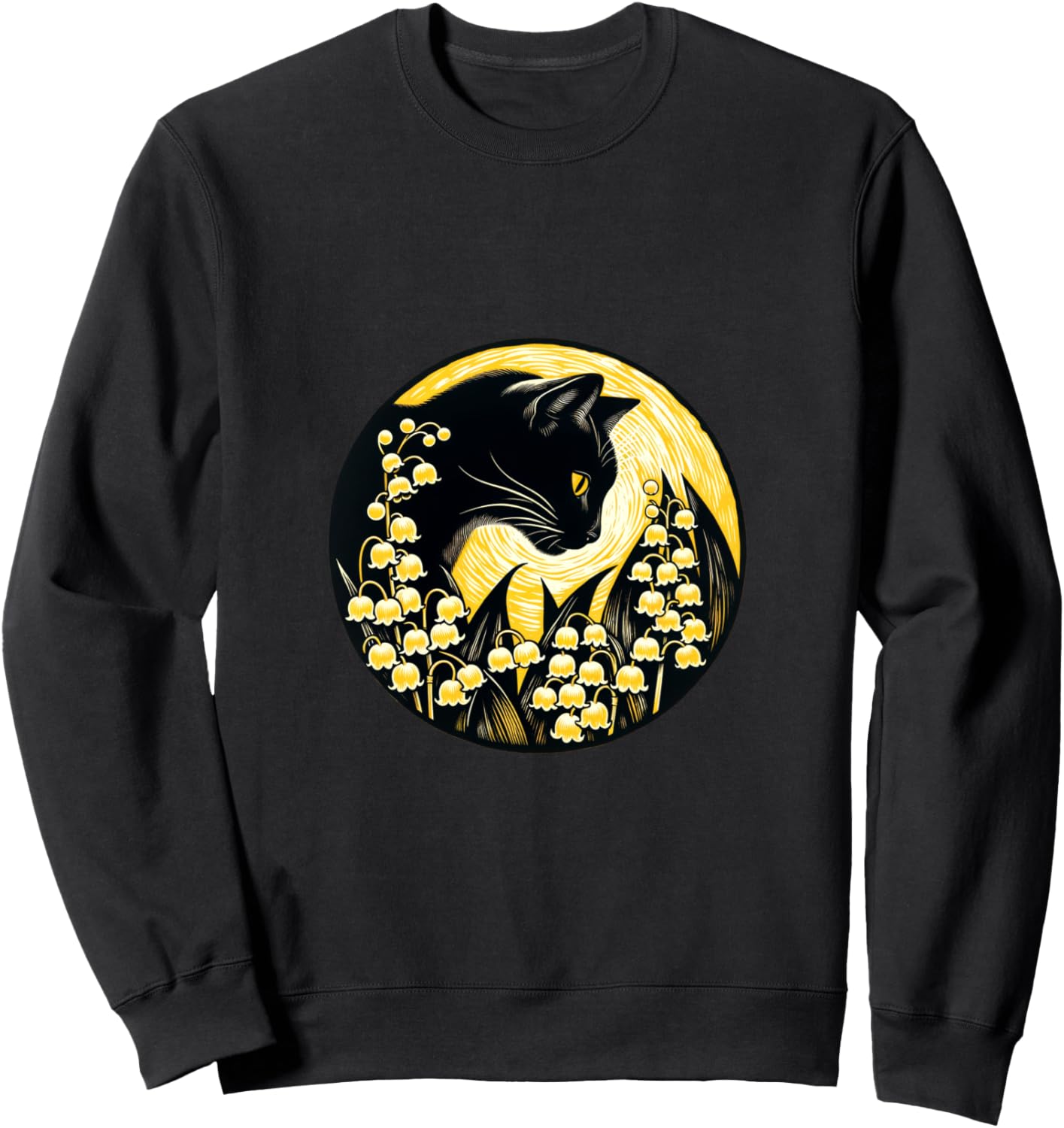 Толстовка с изображением черной кошки и цветочного рисунка, ландышей и кошки в саду Cat Snugg
Толстовка с изображением черной кошки и цветочного рисунка, ландышей и кошки в саду Cat Snugg