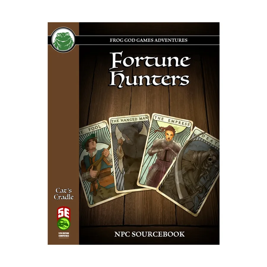Cat's Cradle - Fortune Hunters NPC Sourcebook (5E), D&D 5e Adventures, Sourcebooks & Supplements (Frog God Games), мягкая обложка
Cat's Cradle - Fortune Hunters NPC Sourcebook (5E), D&D 5e Adventures, Sourcebooks & Supplements (Frog God Games), мягкая обложка