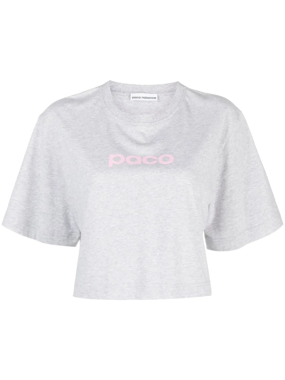 Укороченная футболка с логотипом Rabanne, серый
Укороченная футболка с логотипом Rabanne, серый