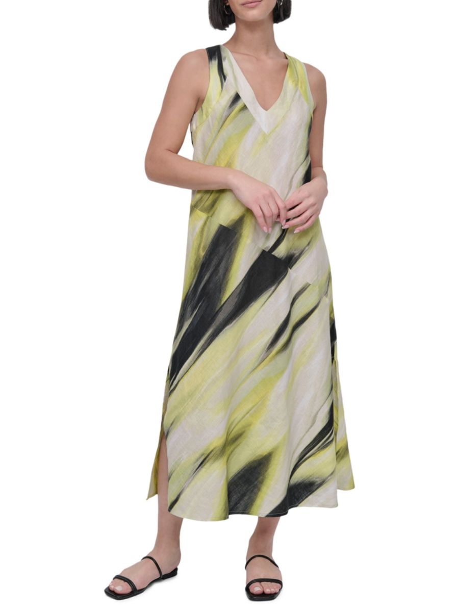 Льняное платье-миди с принтом мазок кисти DKNY, цвет Multicolor
Льняное платье-миди с принтом мазок кисти DKNY, цвет Multicolor