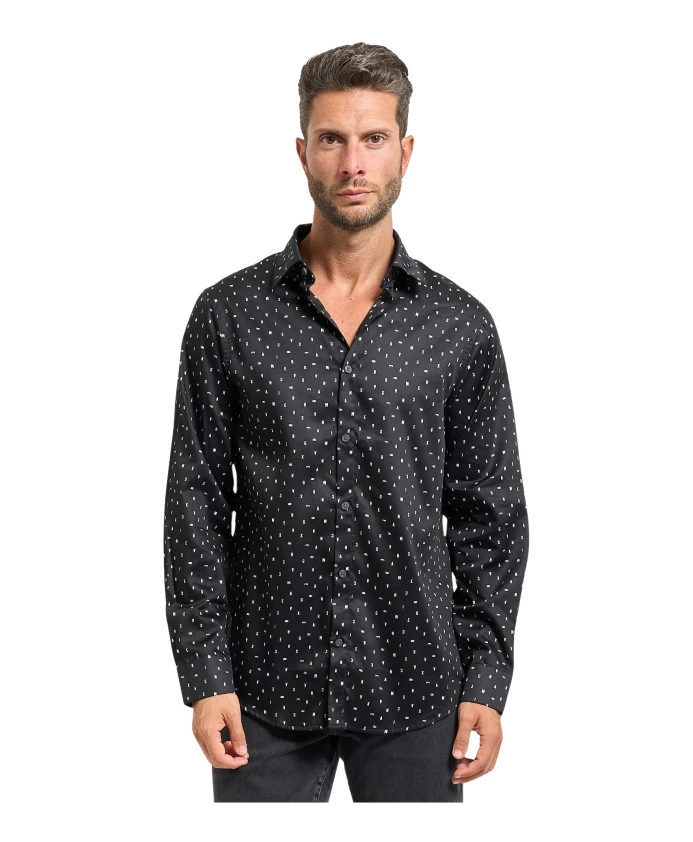 Черная рубашка с длинными рукавами и надписями Armani Exchange, черный
Черная рубашка с длинными рукавами и надписями Armani Exchange, черный