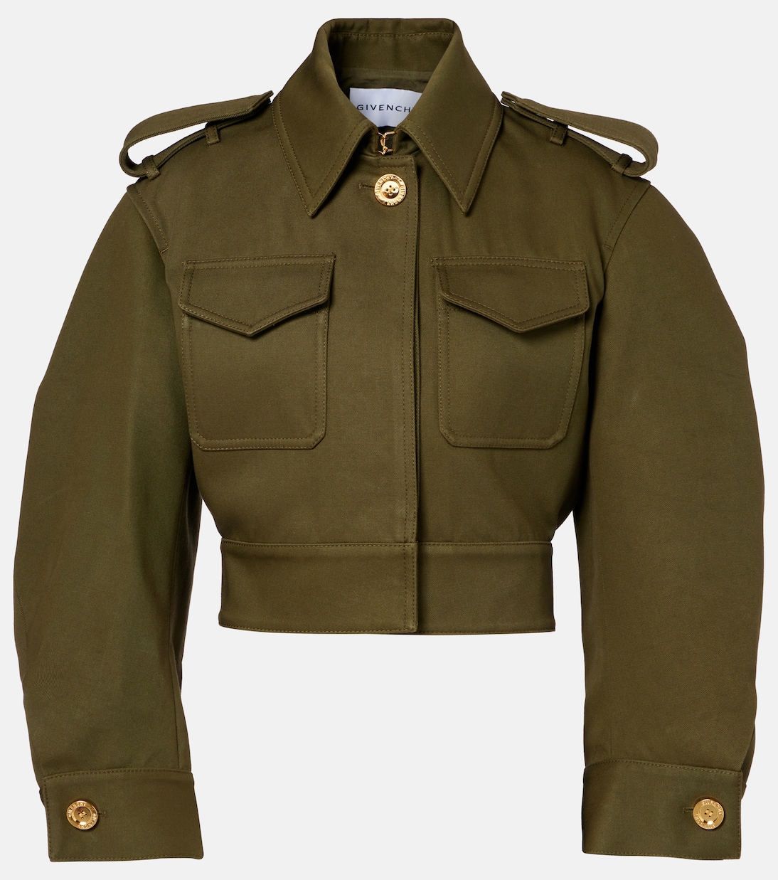Укороченная куртка из хлопка и шерсти Givenchy, хаки
Укороченная куртка из хлопка и шерсти Givenchy, хаки