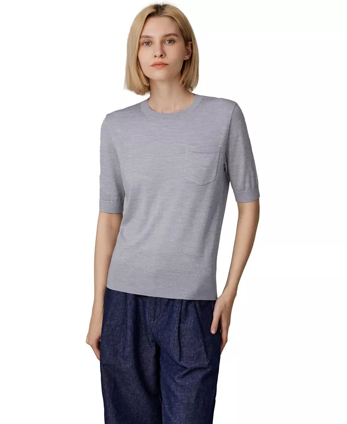 Женская футболка с круглым вырезом и короткими рукавами, плотность ткани 75% мериносовой шерсти, 25% шелка | Ультрамягкие свитера, пригодные для машинной стирки JENNIE LIU, серый
Женская футболка с круглым вырезом и короткими рукавами, плотность ткани 75% мериносовой шерсти, 25% шелка | Ультрамягкие свитера, пригодные для машинной стирки JENNIE LIU, серый