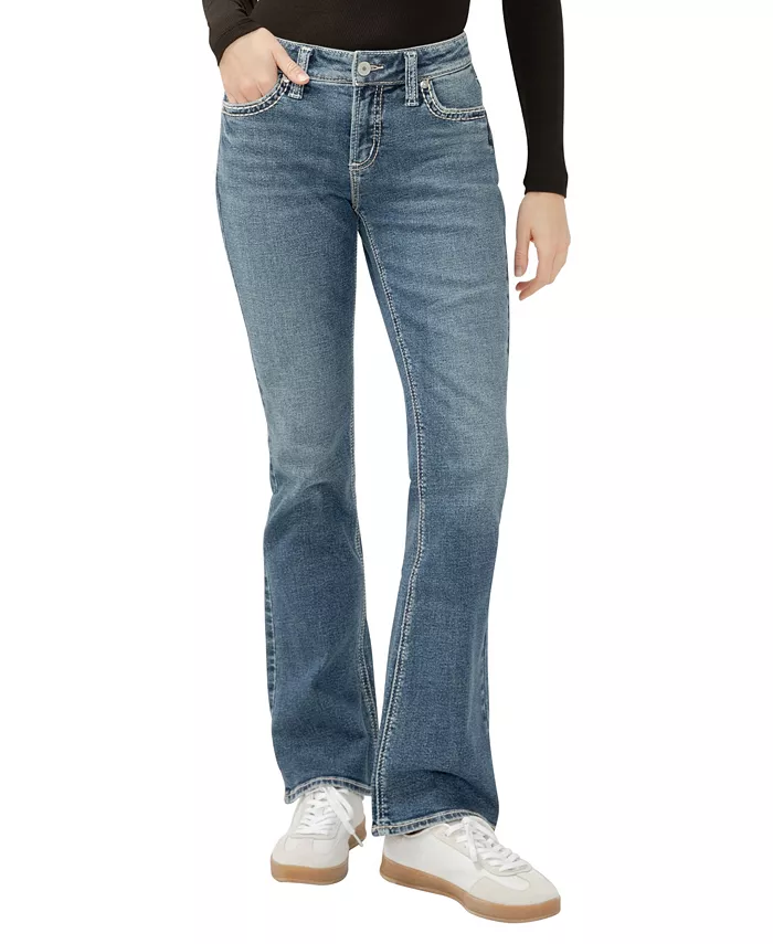 Женские джинсы Elyse средней посадки, расклешенные, комфортного кроя Silver Jeans Co., синий 
Женские джинсы Elyse средней посадки, расклешенные, комфортного кроя Silver Jeans Co., синий