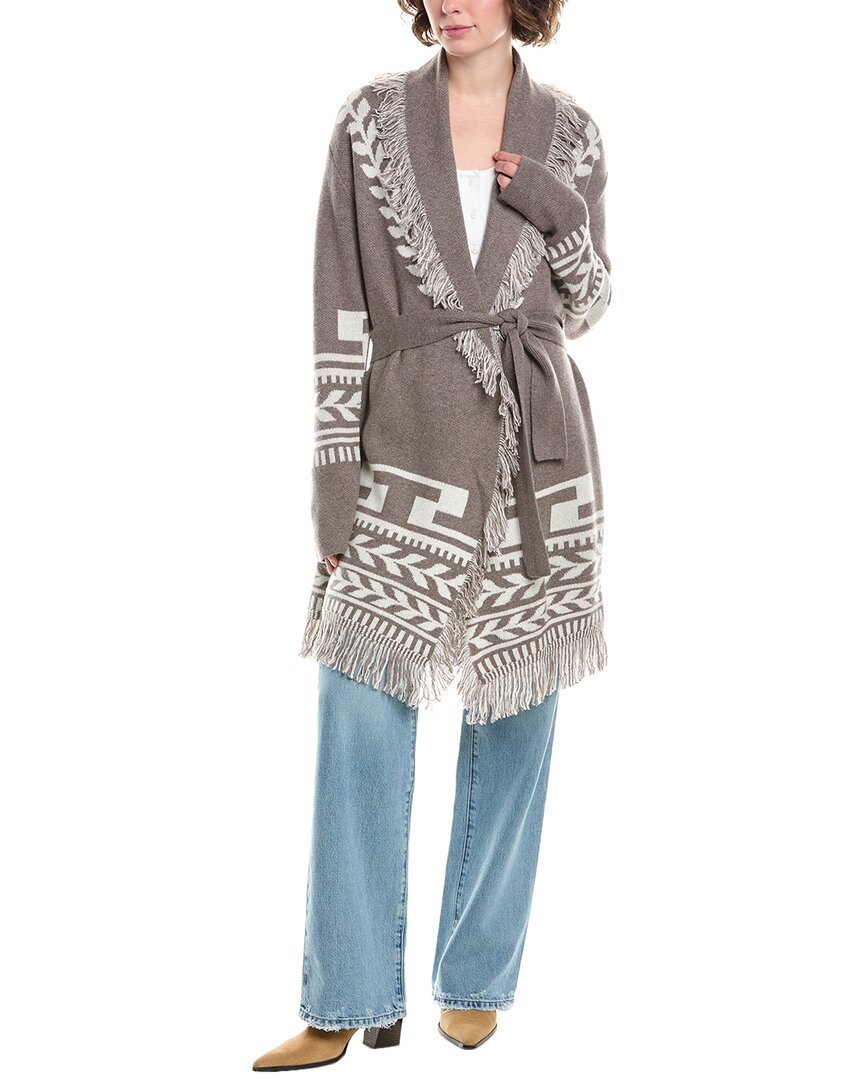 Раффи Интарсия с бахромой кардиган из шерсти и кашемира Raffi, коричневый 
Раффи Интарсия с бахромой кардиган из шерсти и кашемира Raffi, коричневый