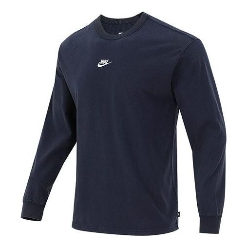 Футболка men's solid color small logo round neck long sleeves navy blue t-shirt Nike, синий 
Футболка men's solid color small logo round neck long sleeves navy blue t-shirt Nike, синий
