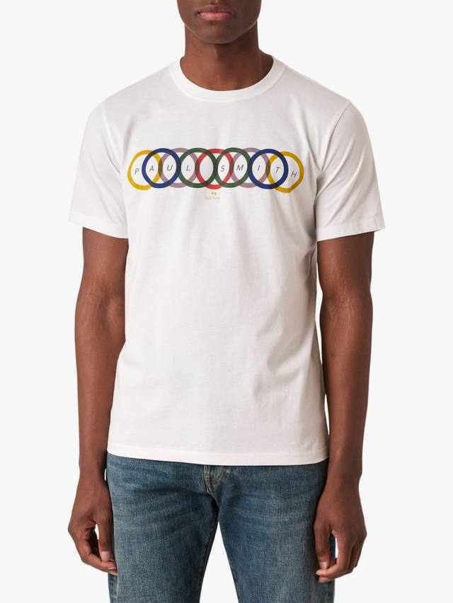 Футболка regular fit с логотипом из органического хлопка и принтом regular fit Paul Smith, белый 
Футболка regular fit с логотипом из органического хлопка и принтом regular fit Paul Smith, белый