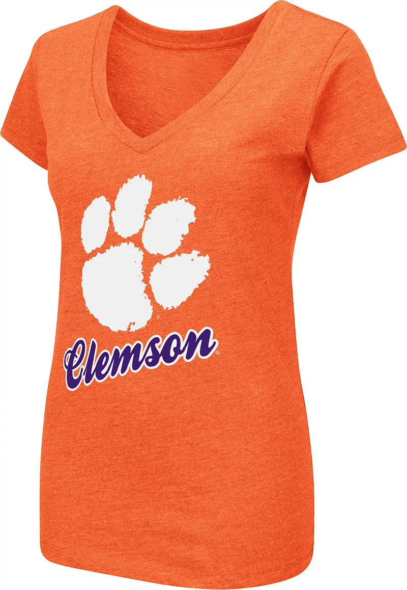 Женская оранжевая футболка двойного цвета с v-образным вырезом Colosseum Clemson Tigers
Женская оранжевая футболка двойного цвета с v-образным вырезом Colosseum Clemson Tigers