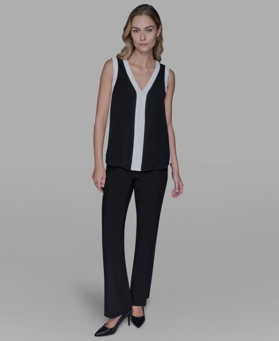 Женская контрастная блузка без рукавов с V-образным вырезом KARL LAGERFELD PARIS, Black/Soft White
Женская контрастная блузка без рукавов с V-образным вырезом KARL LAGERFELD PARIS, Black/Soft White