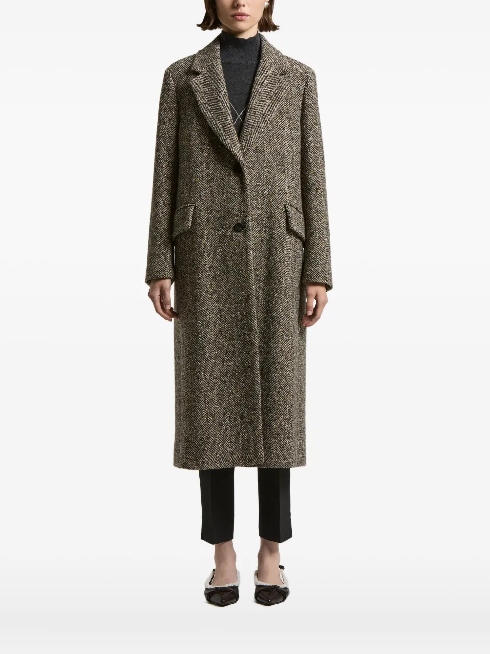 Пальто из твида с узором «елочка» Peserico, коричневый
Пальто из твида с узором «елочка» Peserico, коричневый