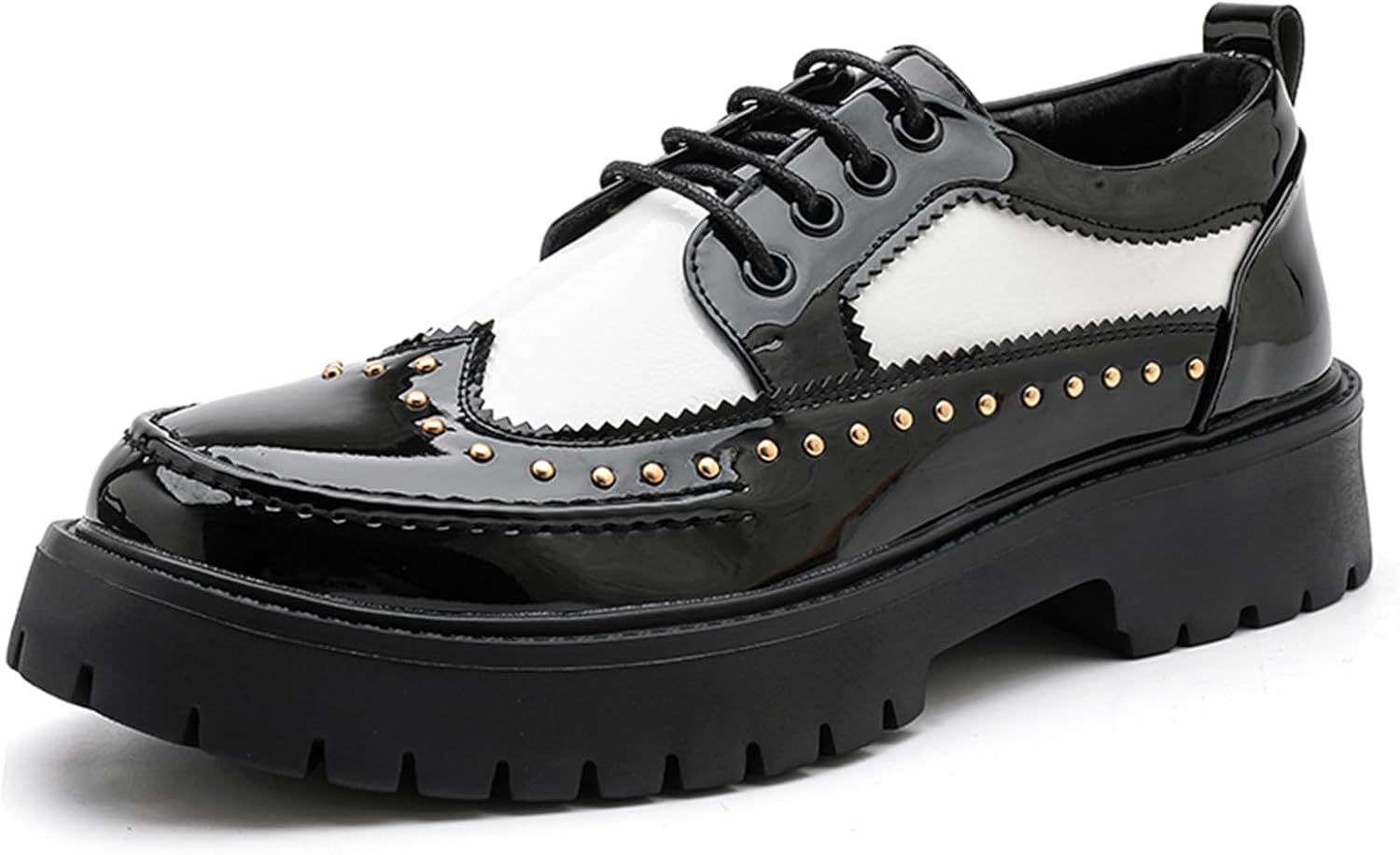 Мужские лакированные оксфорды на шнурках с платформой, классический круглый носок, толстая рифленая подошва с заклепками, винтажный стиль броги, удобные дерби для делового, повседневного ношения, вечеринок, свадеб и офиса Tixewsjh, белый
Мужские лакированные оксфорды на шнурках с платформой, классический круглый носок, толстая рифленая подошва с заклепками, винтажный стиль броги, удобные дерби для делового, повседневного ношения, вечеринок, свадеб и офиса Tixewsjh, белый