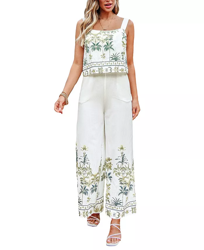 Женский комбинезон с широкими штанинами и тропическим принтом Cupshe, белый
Женский комбинезон с широкими штанинами и тропическим принтом Cupshe, белый