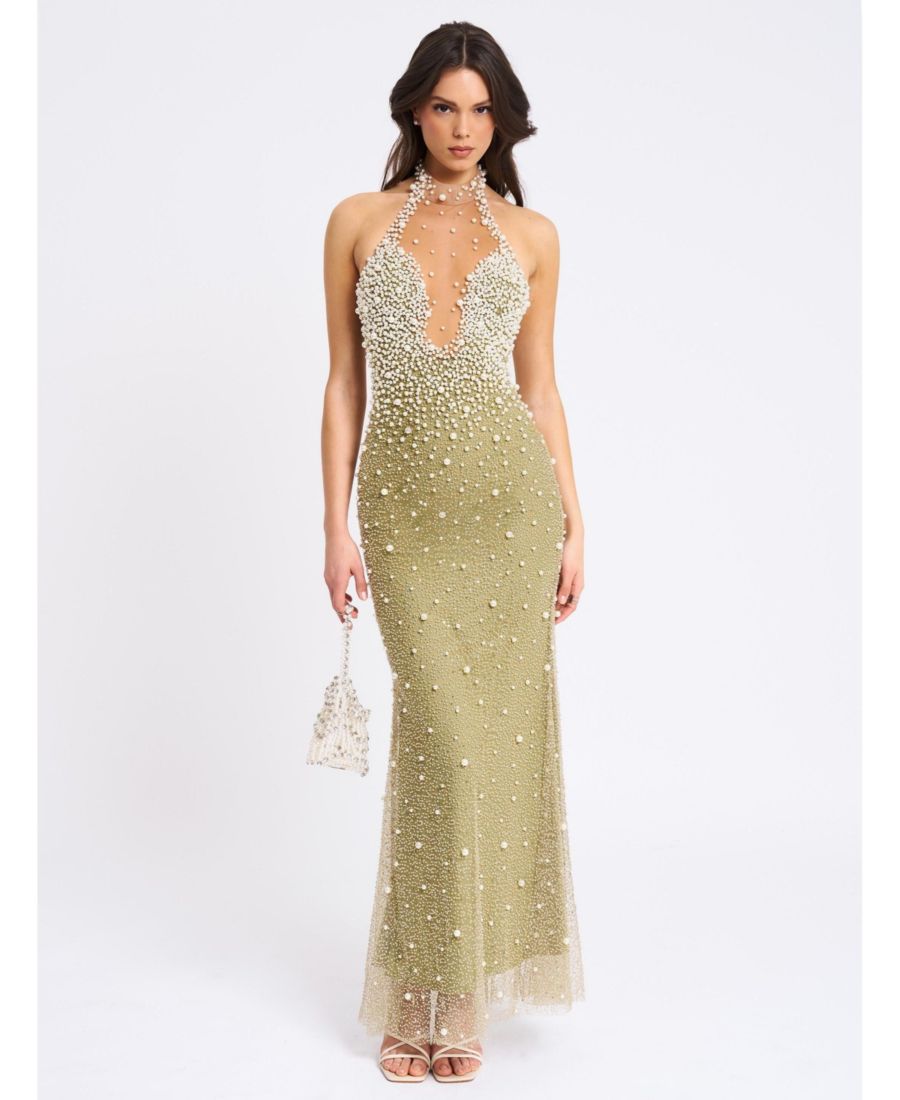 Женское платье Ginny Pear зеленого цвета с жемчужной отделкой и открытой спиной Miss Circle, Green
Женское платье Ginny Pear зеленого цвета с жемчужной отделкой и открытой спиной Miss Circle, Green