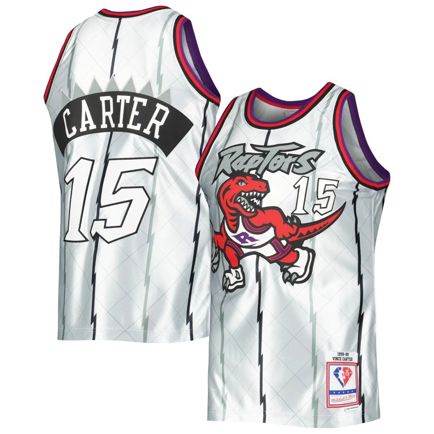 Мужская майка Mitchell & Ness Vince Carter Platinum Toronto Raptors 1998-99 Hardwood Classics, посвященная 75-летию Swingman
Мужская майка Mitchell & Ness Vince Carter Platinum Toronto Raptors 1998-99 Hardwood Classics, посвященная 75-летию Swingman