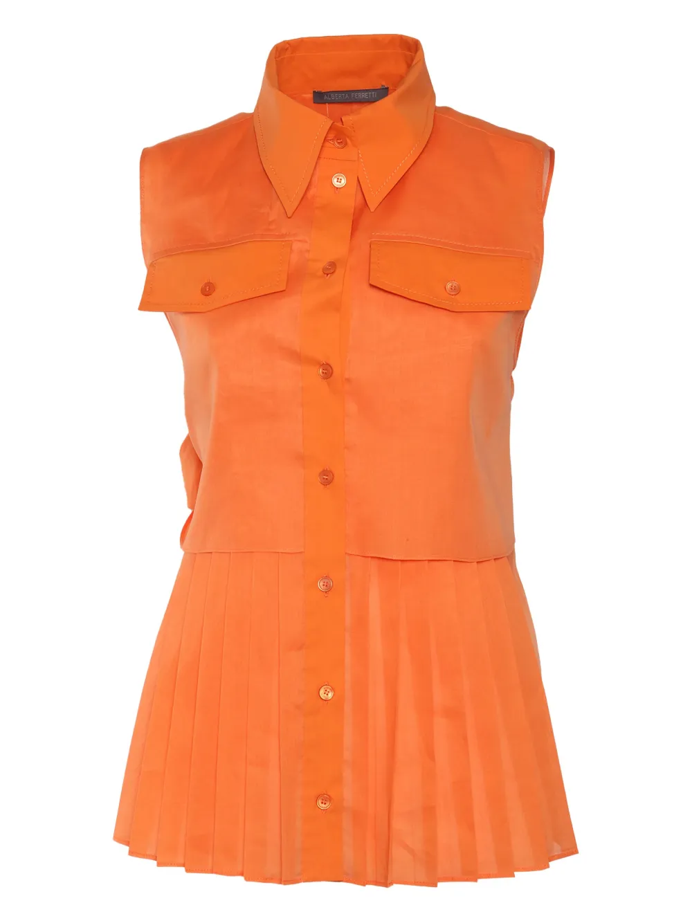 Плиссированная блузка с бантом Alberta Ferretti, оранжевый 
Плиссированная блузка с бантом Alberta Ferretti, оранжевый