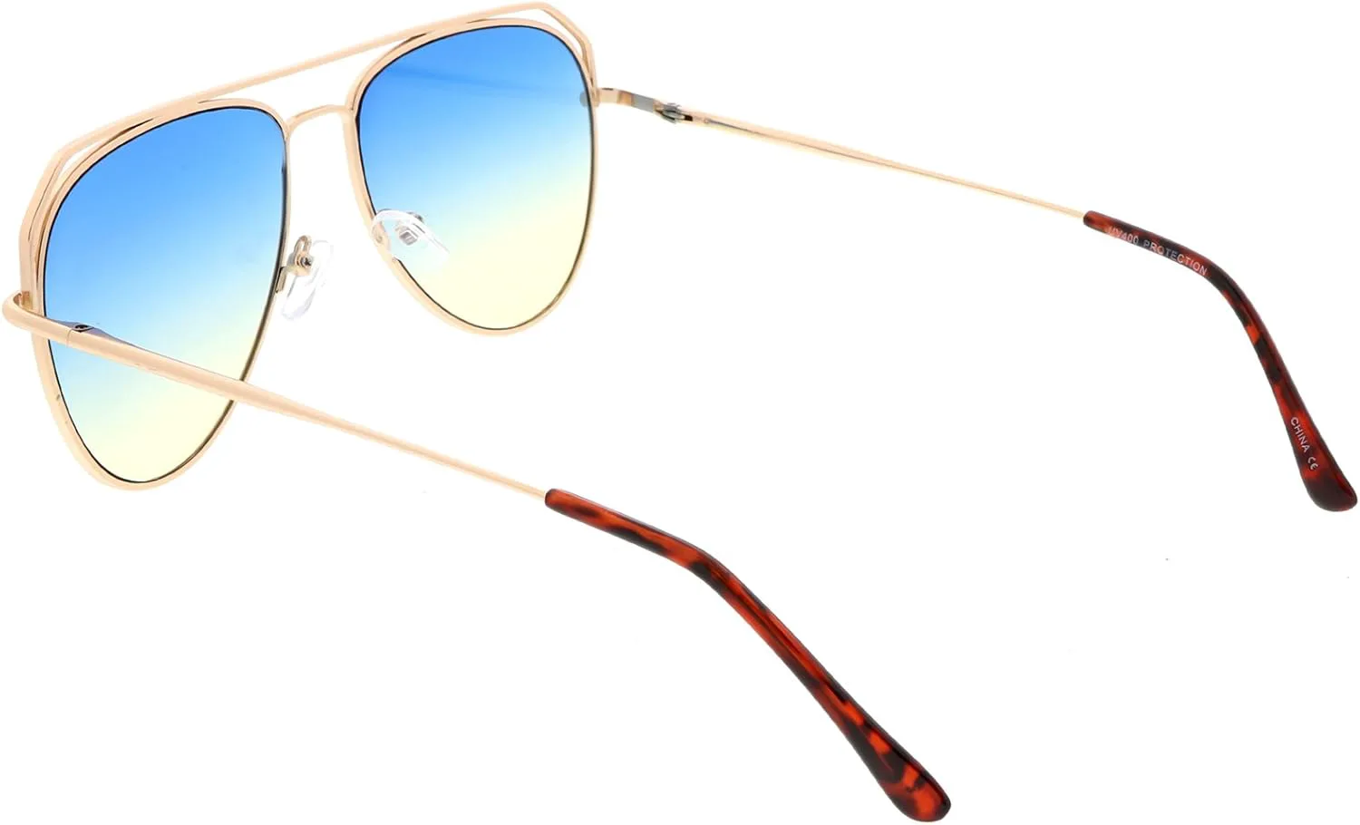 zeroUV - Современные солнцезащитные очки-авиаторы с открытой металлической двойной перекладиной, градиентными плоскими линзами и оправой 55 мм, Gold / Blue Yellow
zeroUV - Современные солнцезащитные очки-авиаторы с открытой металлической двойной перекладиной, градиентными плоскими линзами и оправой 55 мм, Gold / Blue Yellow