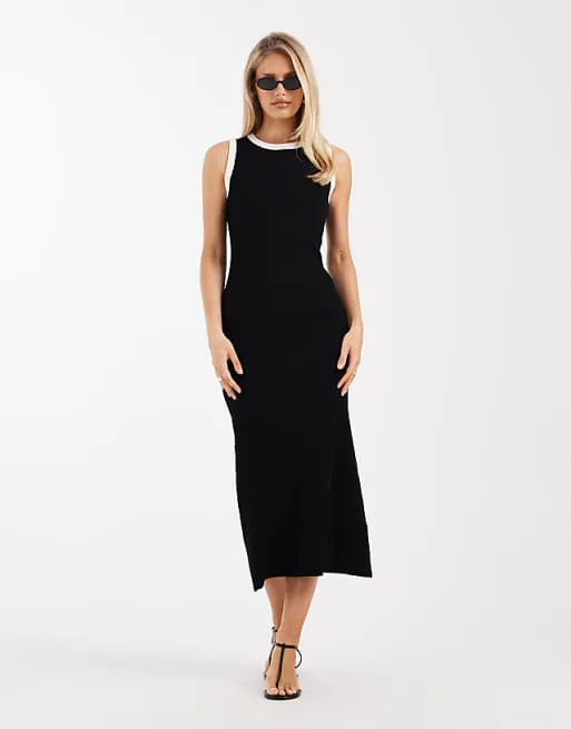 Черное трикотажное платье макси с отделкой New Look
Черное трикотажное платье макси с отделкой New Look