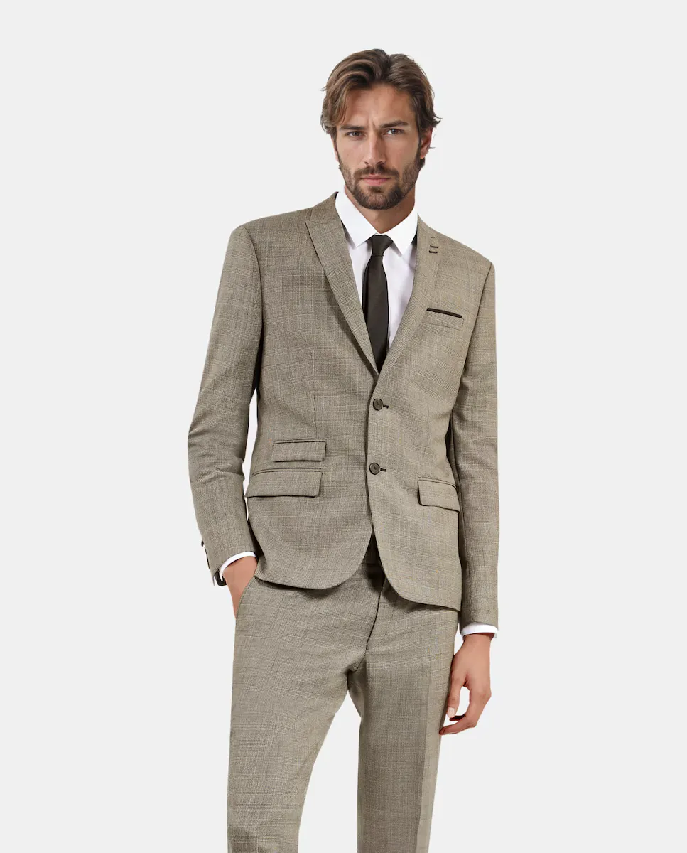 Бежевый приталенный пиджак из шерсти в стиле принца Уэльского для мужчин The Kooples
Бежевый приталенный пиджак из шерсти в стиле принца Уэльского для мужчин The Kooples