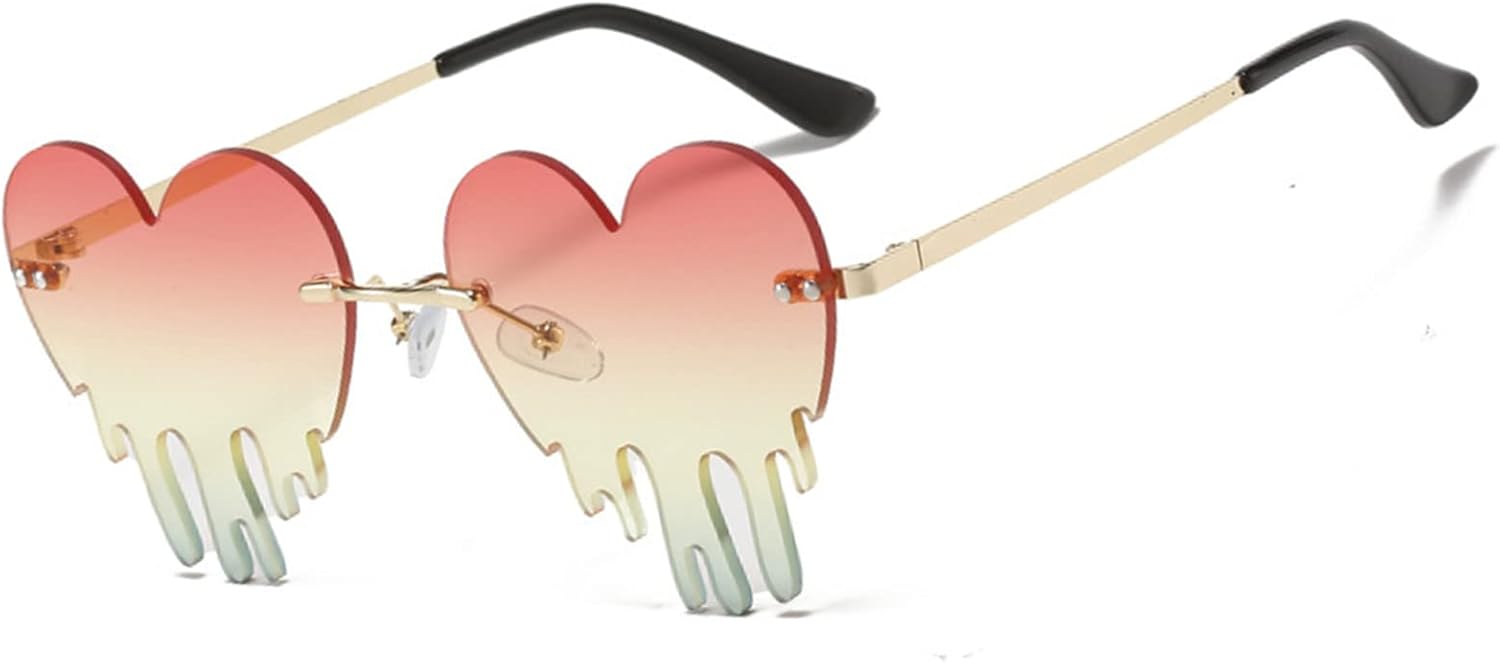 Солнцезащитные очки LASPOR Melting Heart для женщин и мужчин, без оправы, с эффектом «каплевидного» сердца, золотистая металлическая оправа, каплевидная форма, Pink/Green Heart
Солнцезащитные очки LASPOR Melting Heart для женщин и мужчин, без оправы, с эффектом «каплевидного» сердца, золотистая металлическая оправа, каплевидная форма, Pink/Green Heart