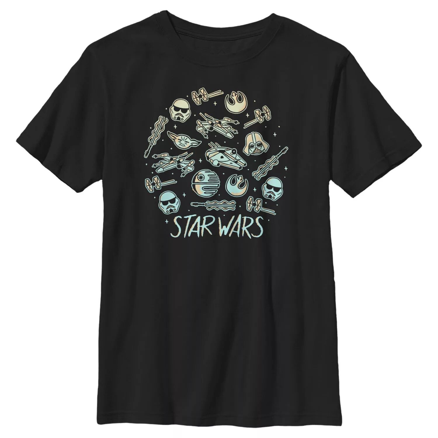 Футболка с графическим плакатом и плакатом «Звездные войны» для мальчиков 8–20 лет Star Wars, черный
Футболка с графическим плакатом и плакатом «Звездные войны» для мальчиков 8–20 лет Star Wars, черный