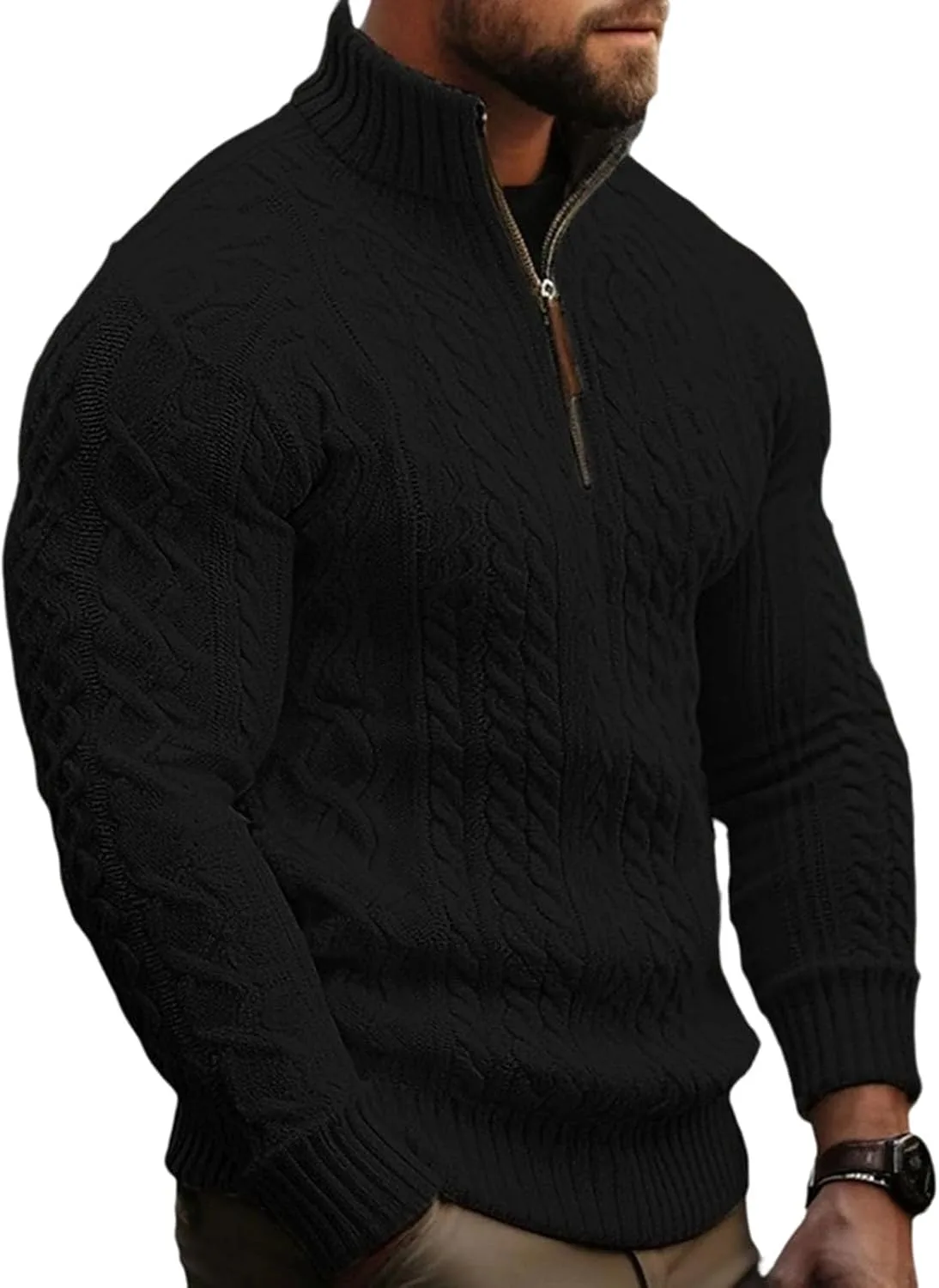 Мужской свитер-полузип с длинным рукавом и воротником-стойкой DJFODJ
Мужской свитер-полузип с длинным рукавом и воротником-стойкой DJFODJ