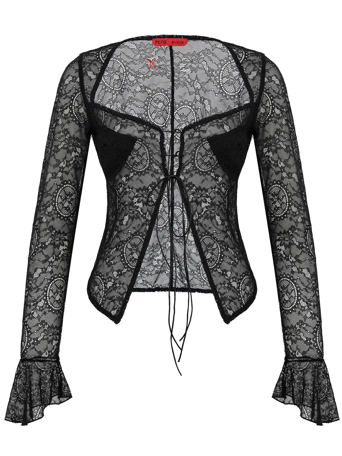 Черный кружевной топ с длинными рукавами PCFG
Черный кружевной топ с длинными рукавами PCFG