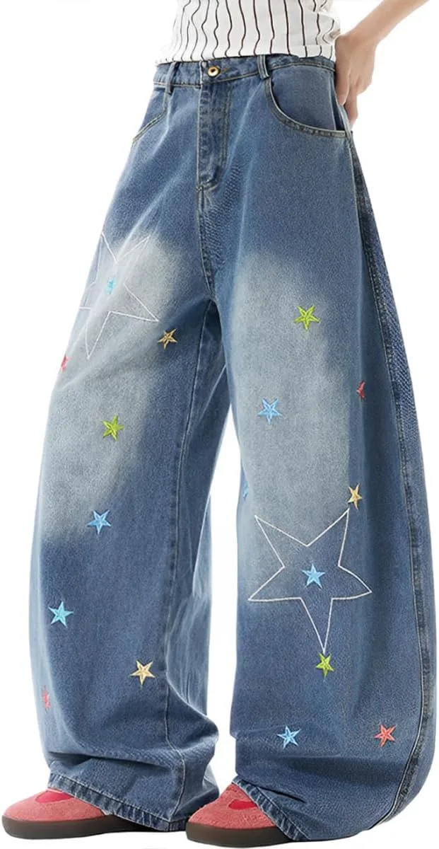 Джинсы Y2K с высокой талией и широкими штанинами, вышивка звездами kakarin choyx
Джинсы Y2K с высокой талией и широкими штанинами, вышивка звездами kakarin choyx