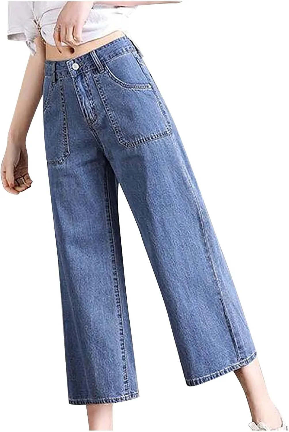 Женские джинсы wide leg high waisted stretchy straight leg solid с наклонными карманами
Женские джинсы wide leg high waisted stretchy straight leg solid с наклонными карманами