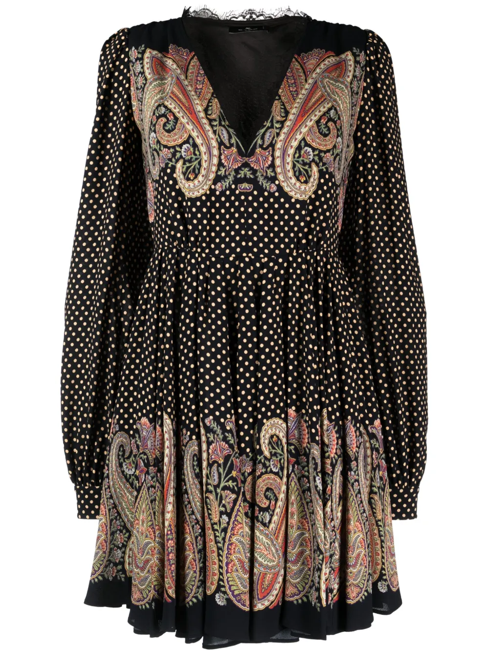 Расклешенное платье в горох с кружевом ETRO, черный
Расклешенное платье в горох с кружевом ETRO, черный