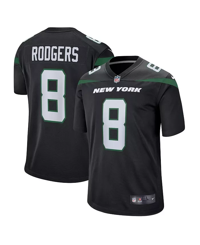 Мужская игровая футболка Aaron Rodgers New York Jets Nike, черный
Мужская игровая футболка Aaron Rodgers New York Jets Nike, черный