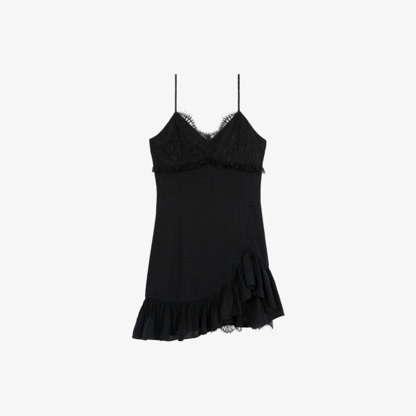 Платье мини The Kooples из ткани с кружевной вышивкой и воланами, черный
Платье мини The Kooples из ткани с кружевной вышивкой и воланами, черный