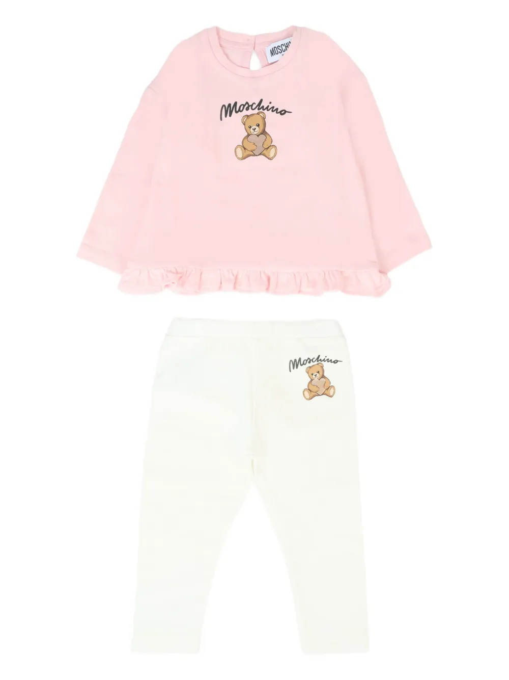 Спортивный костюм с оборками и принтом Moschino Kids, розовый
Спортивный костюм с оборками и принтом Moschino Kids, розовый