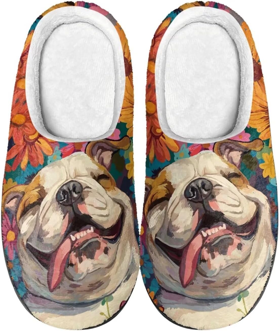 Домашние тапочки Poceacles для женщин и мужчин, мягкие пушистые тапочки с антискользящей подошвой для дома и путешествий, English Bulldog Flower
Домашние тапочки Poceacles для женщин и мужчин, мягкие пушистые тапочки с антискользящей подошвой для дома и путешествий, English Bulldog Flower