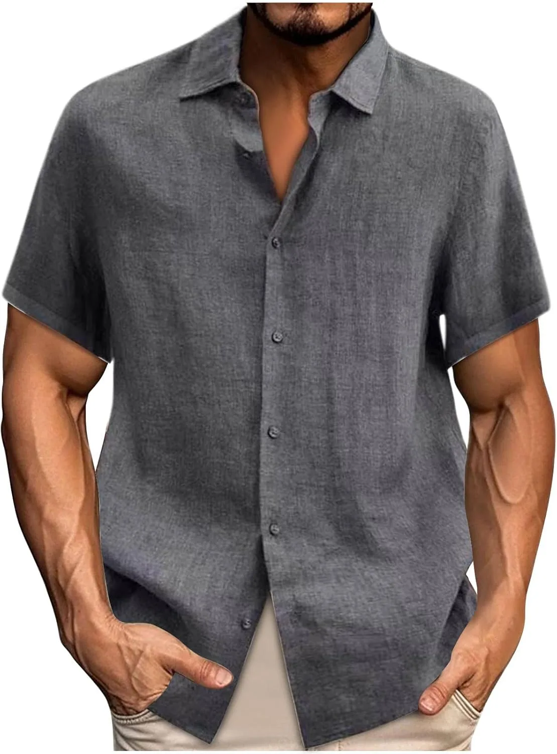 Мужская льняная рубашка Casual с коротким рукавом
Мужская льняная рубашка Casual с коротким рукавом