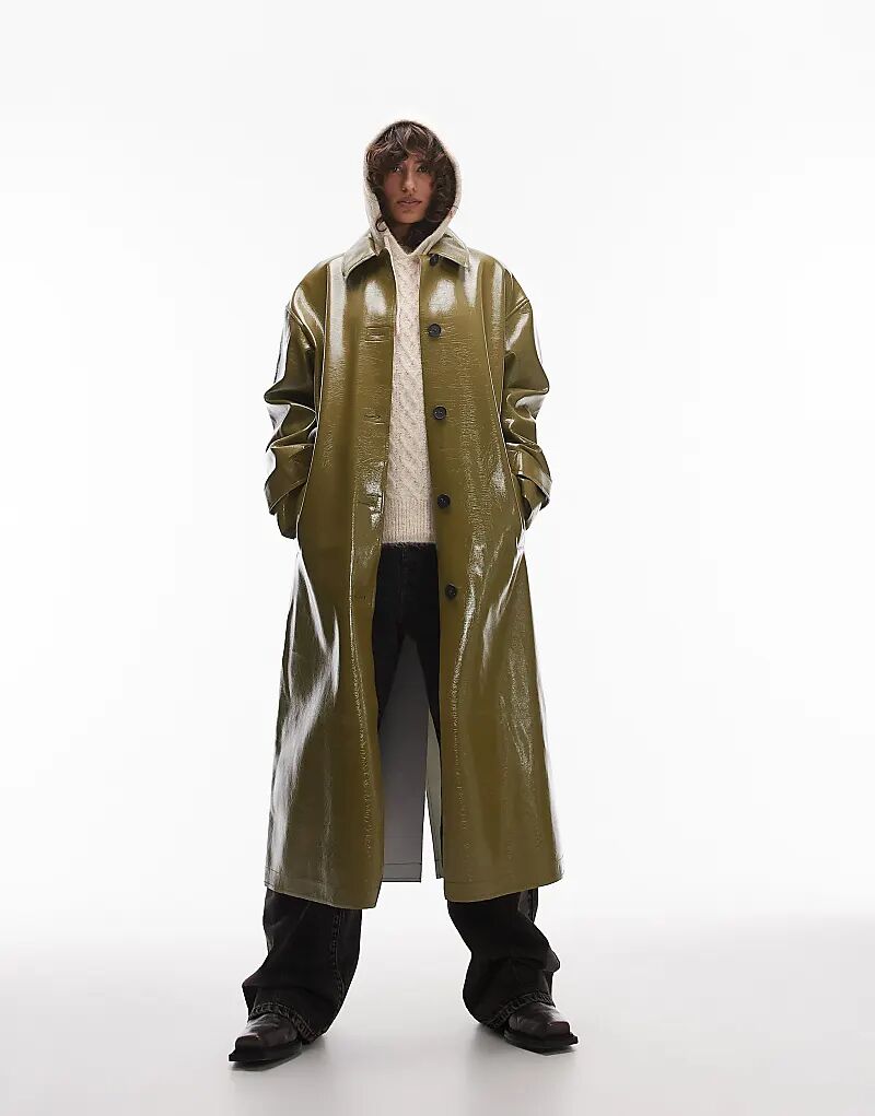 Длинное виниловое пальто цвета хаки Topshop
Длинное виниловое пальто цвета хаки Topshop