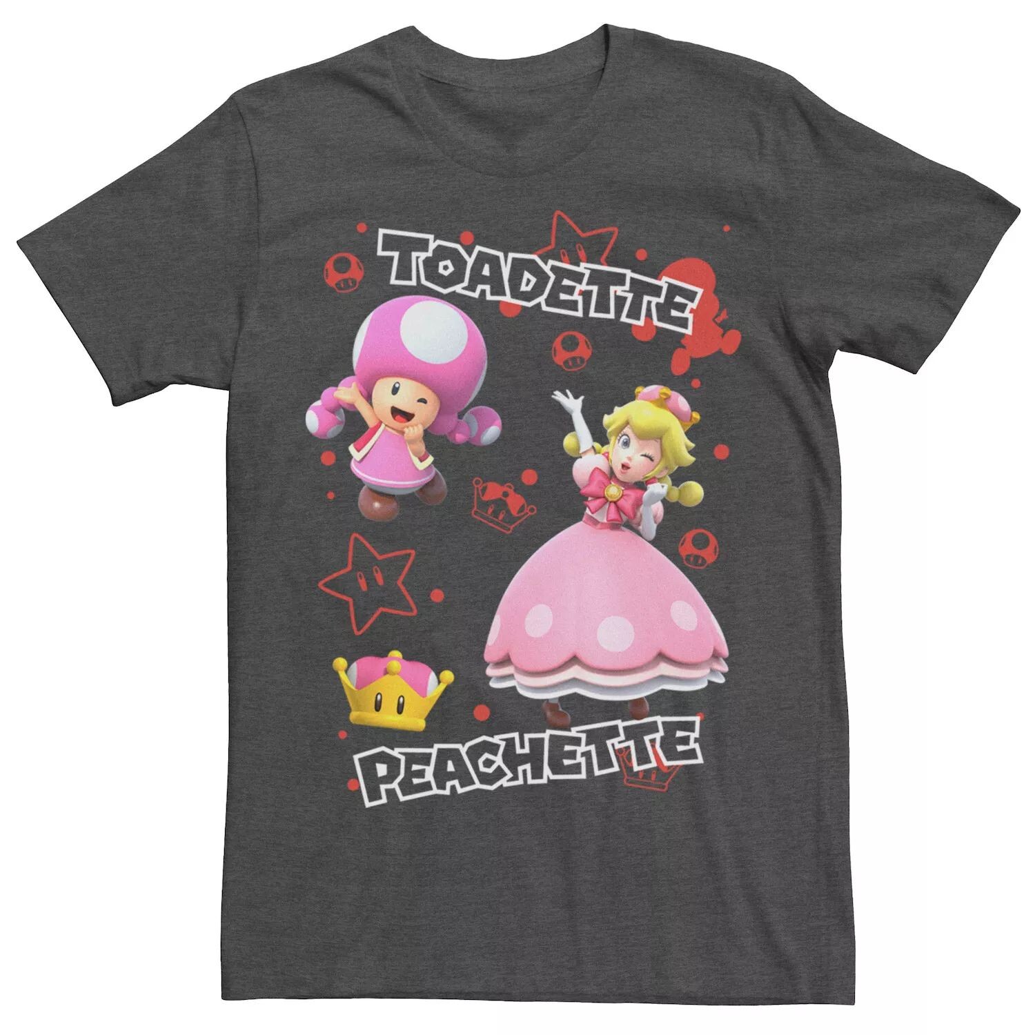 Мужская футболка с рисунком коллажа Nintendo Super Mario Peachette & Toadette Licensed Character
Мужская футболка с рисунком коллажа Nintendo Super Mario Peachette & Toadette Licensed Character