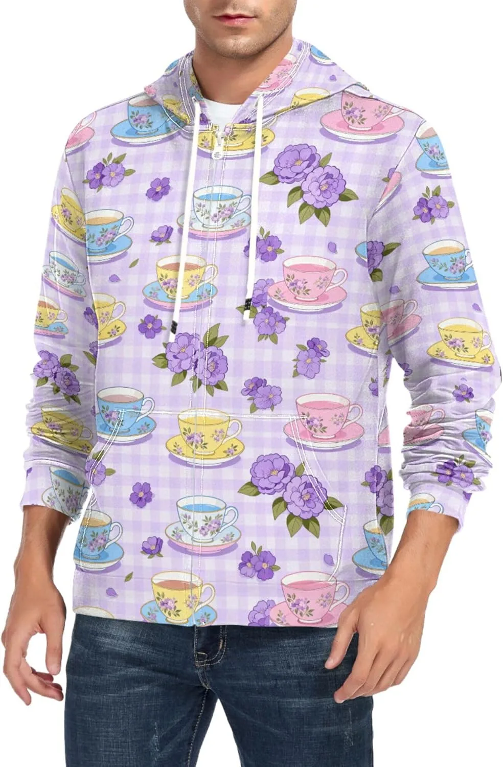 Мужская худи на молнии с цветочным принтом и клеткой в фиолетовых тонах CUPADA
Мужская худи на молнии с цветочным принтом и клеткой в фиолетовых тонах CUPADA