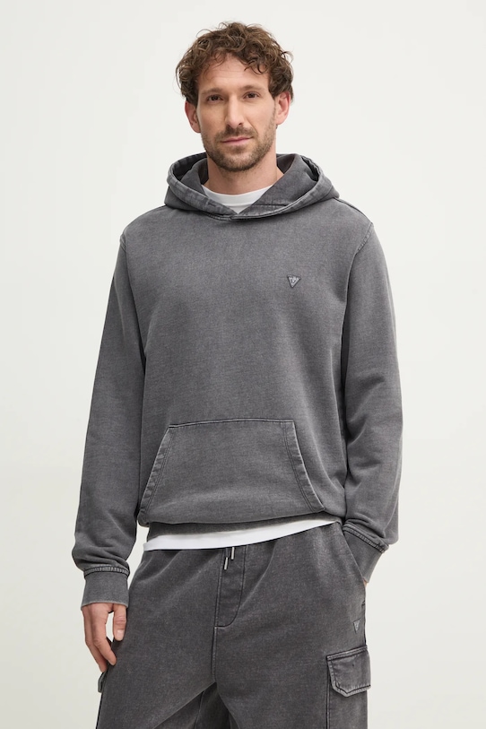 Хлопковая толстовка Guess, серый 
Хлопковая толстовка Guess, серый