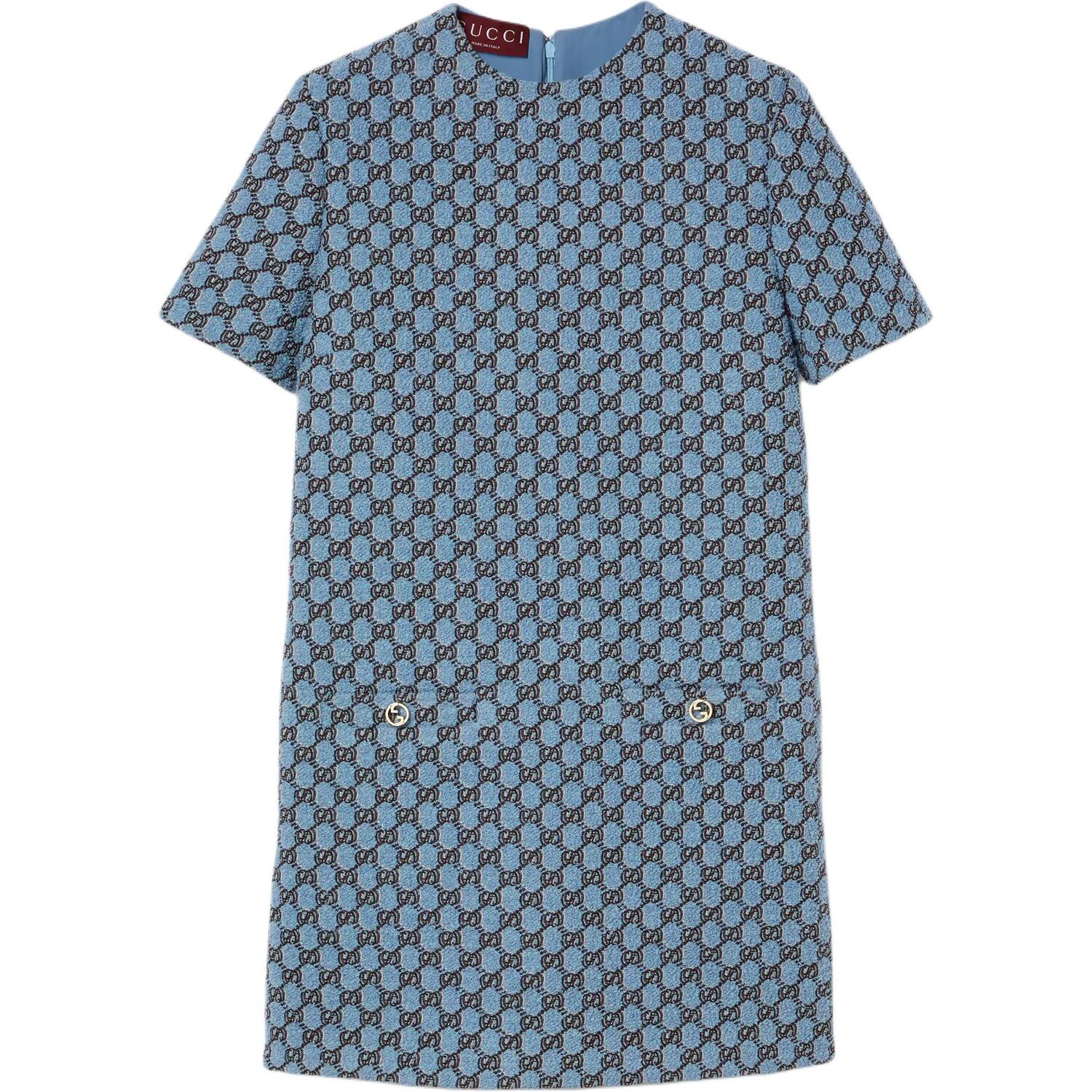 Вышитое твидовое платье на молнии GUCCI, синее
Вышитое твидовое платье на молнии GUCCI, синее