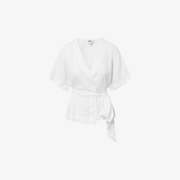 Льняной топ Reese с короткими рукавами и запахом Twist & Tango, белый
Льняной топ Reese с короткими рукавами и запахом Twist & Tango, белый