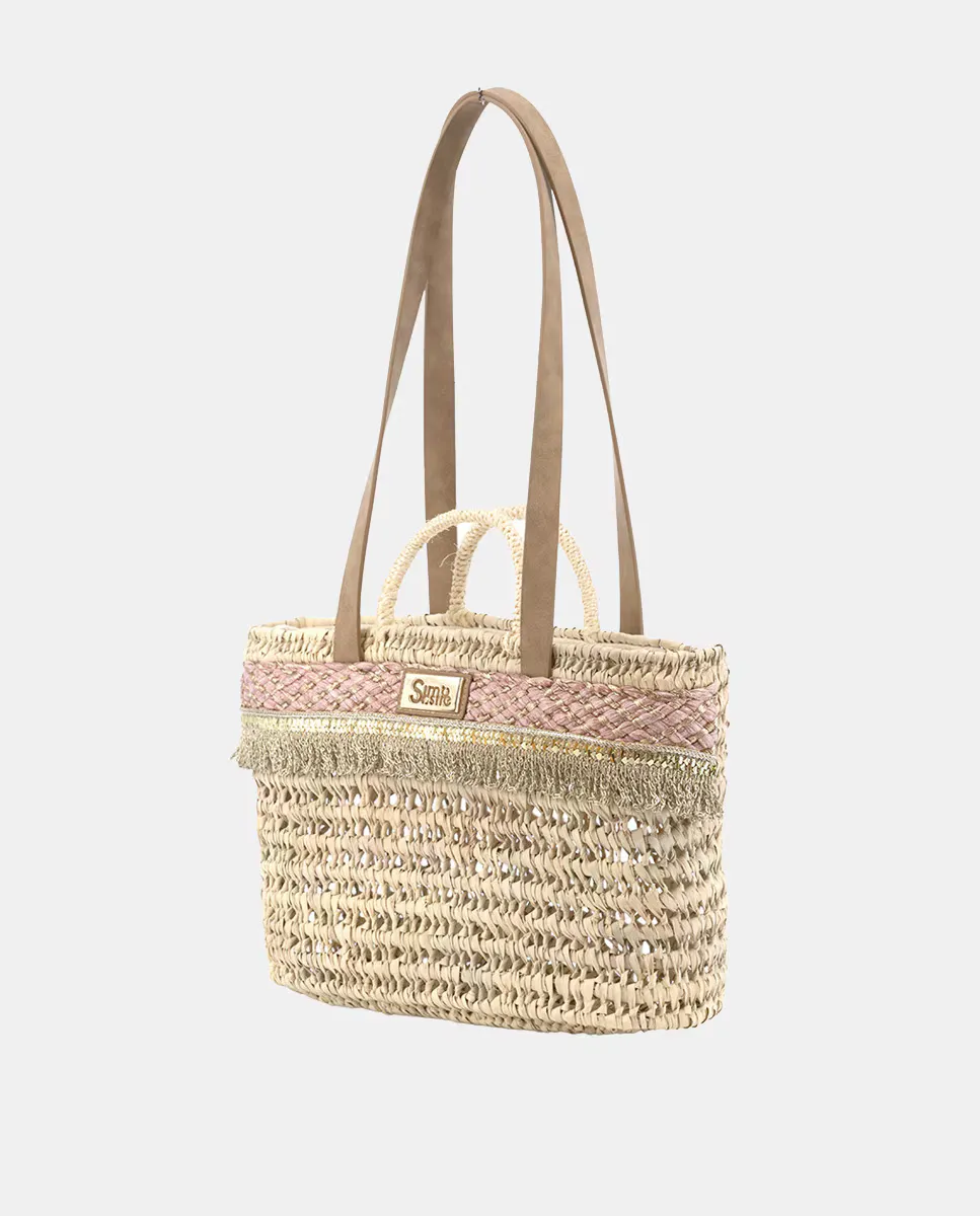 Сумка-шоппер из натуральной пальмовой пряжи в сочетании с бахромой и рафией Simó Sastre, розовый
Сумка-шоппер из натуральной пальмовой пряжи в сочетании с бахромой и рафией Simó Sastre, розовый
