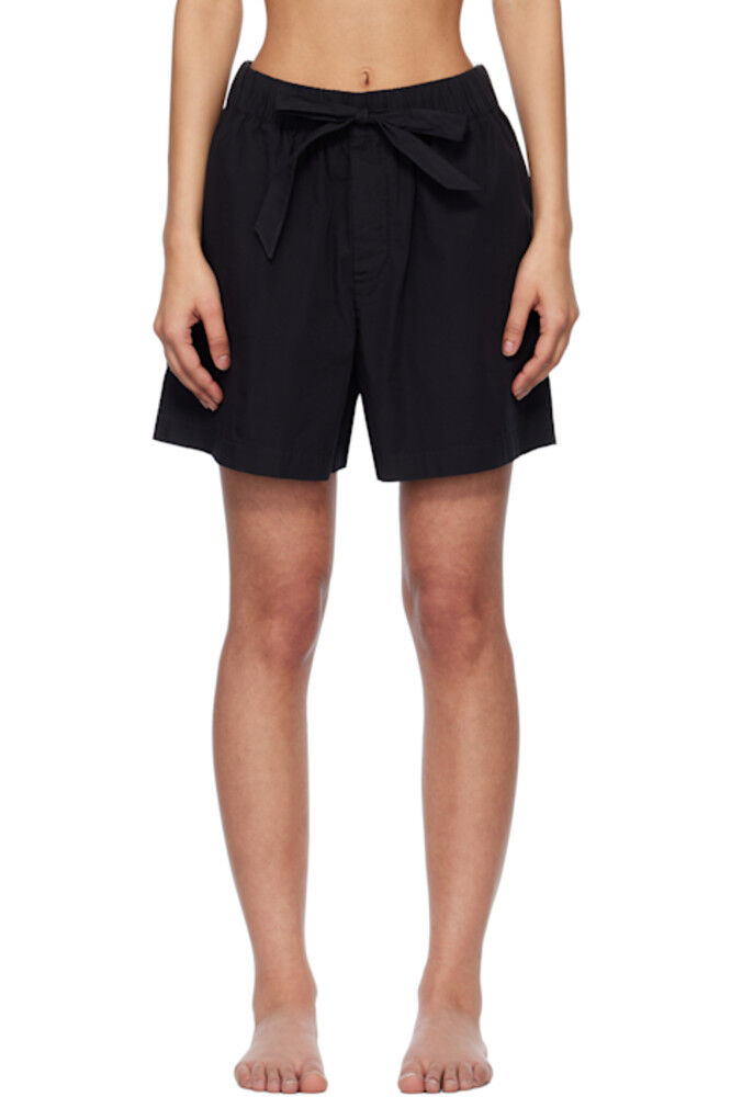 Пижамные шорты из черного поплина Tekla 
Пижамные шорты из черного поплина Tekla