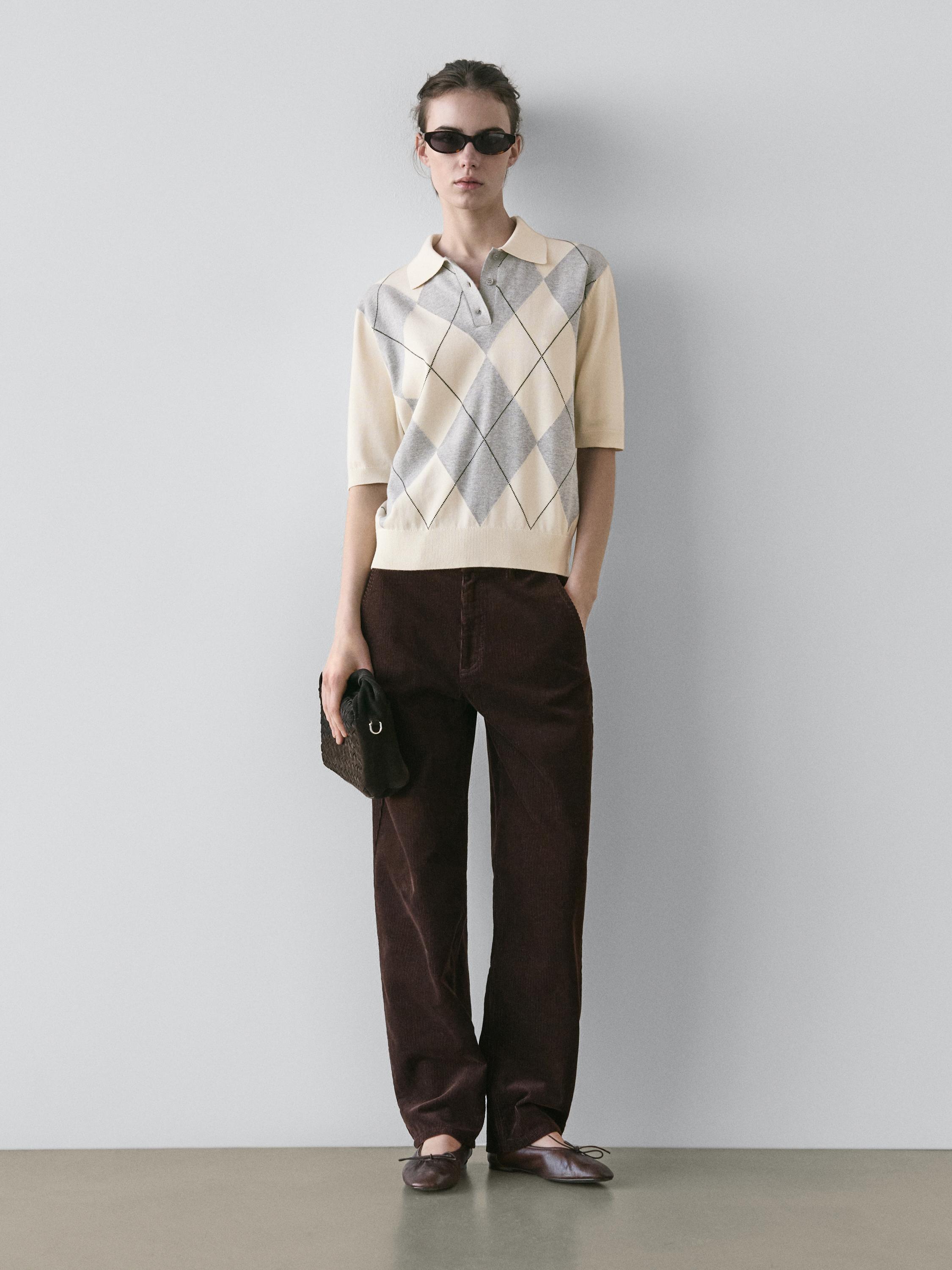 Вязаный свитер-поло с узором аргайл Massimo Dutti, cream
Вязаный свитер-поло с узором аргайл Massimo Dutti, cream