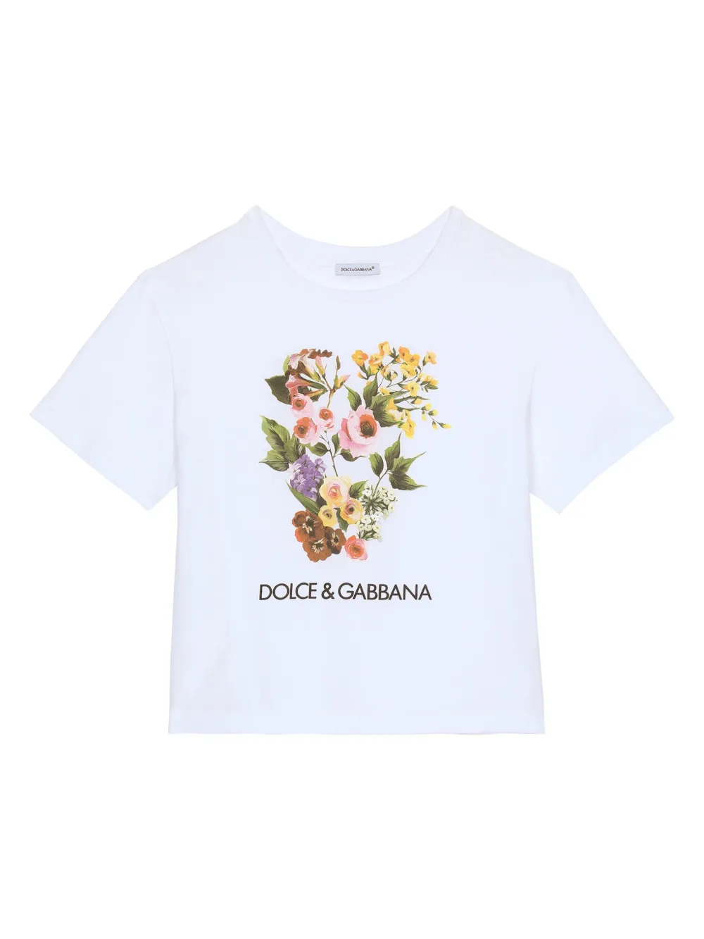 Футболка с цветочным принтом Dolce & Gabbana Kids, белый 
Футболка с цветочным принтом Dolce & Gabbana Kids, белый