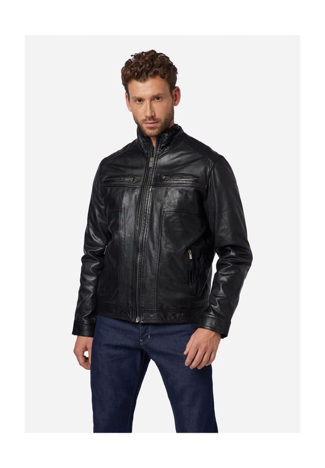Кожаная куртка Albert - классический стиль с воротником-стойкой Ricano, черный
Кожаная куртка Albert - классический стиль с воротником-стойкой Ricano, черный